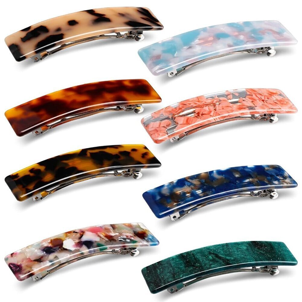 Hair Barrettes Cellulose Acetate Tortoise Shell 8 Pack Stylish Daily Wear
